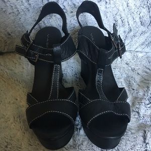 Via Spiga 4.5” Black Strappy Wedges